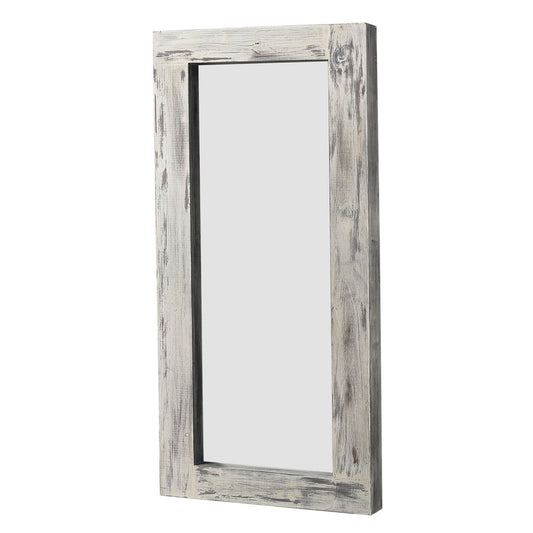 White Wood Freestanding Ornate Framed Accent Mirror