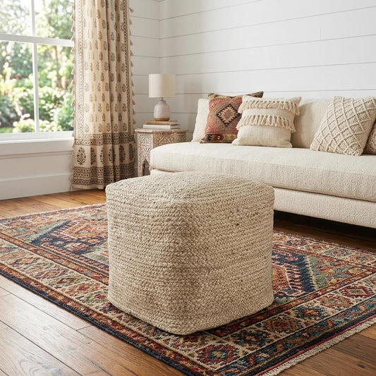 18" Natural Jute Pouf Ottoman