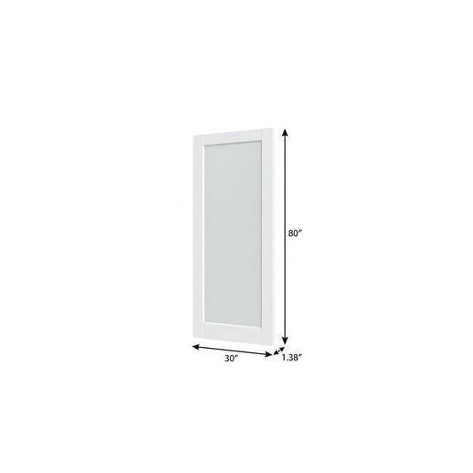 80" X 30" White Wood And Glass Slab Door