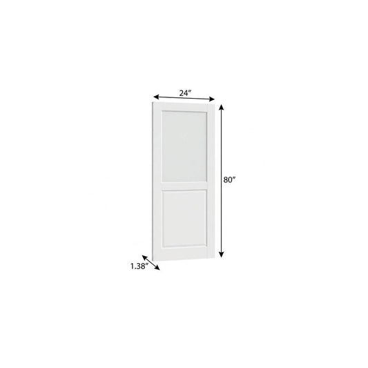80" X 24" White Wood And Glass Slab Door