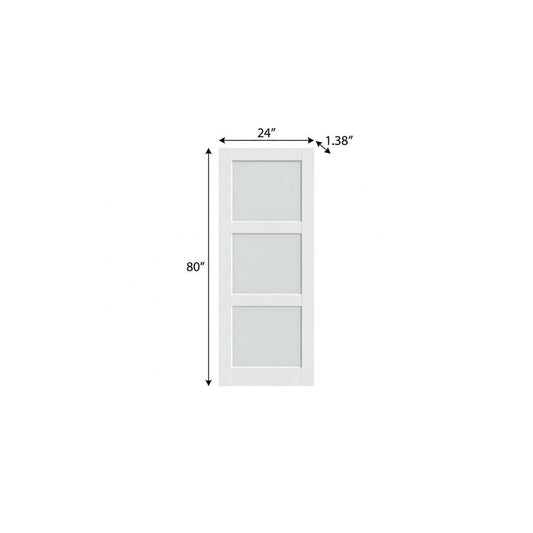 80" X 24" White Wood And Glass Slab Door