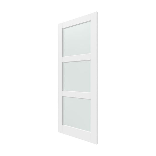 80" X 28" White Wood And Glass Slab Door