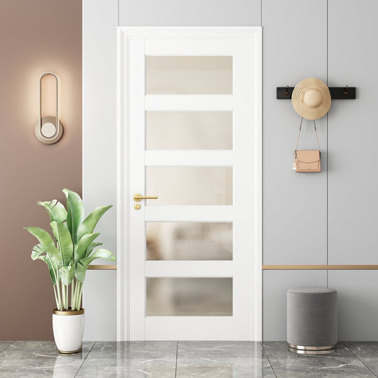 80" White Glass French Doors