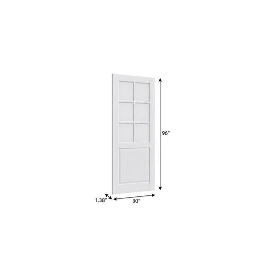 96" X 30" White Wood And Glass Slab Door