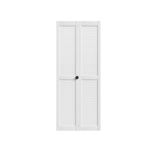 Set Of Two 78" X 30" White Wood Bi-Fold Door