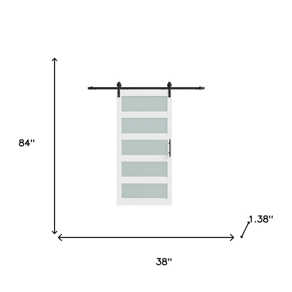 84" White Glass Barn Door