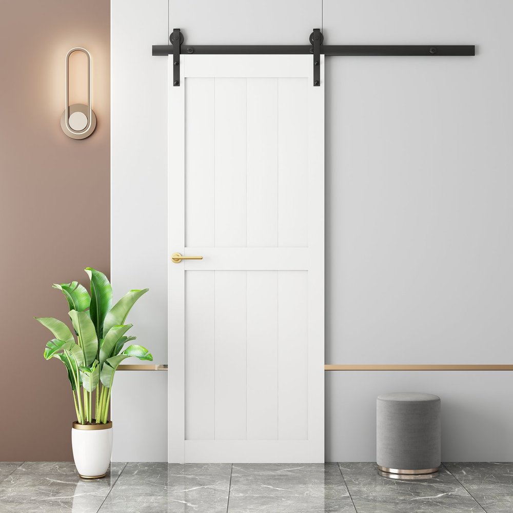 84" White Wood Barn Door