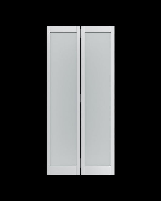 Set Of Two 78" X 48" White Glass Bi-Fold Door