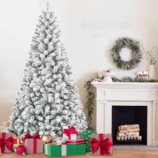 5' White Full Flocked Fir Christmas Tree With Decorations