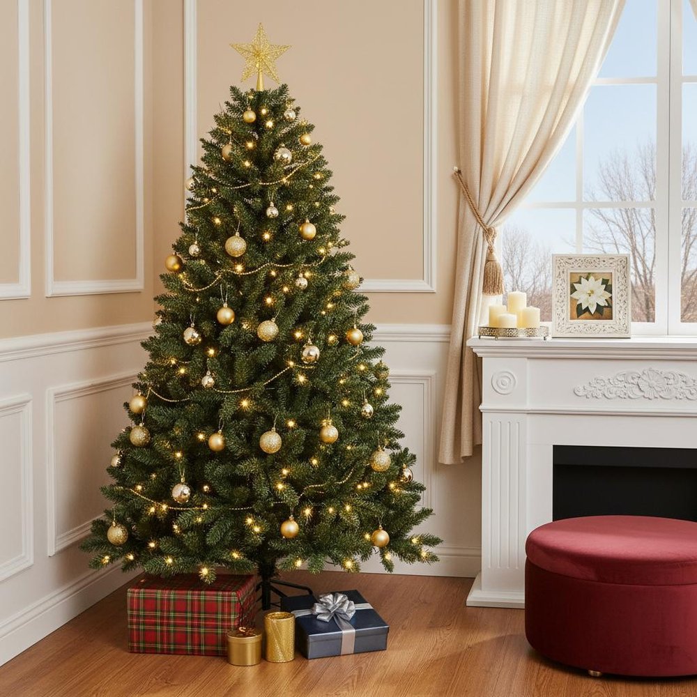 7.5' Pre Lit Full Tropical Christmas Tree With Decorations