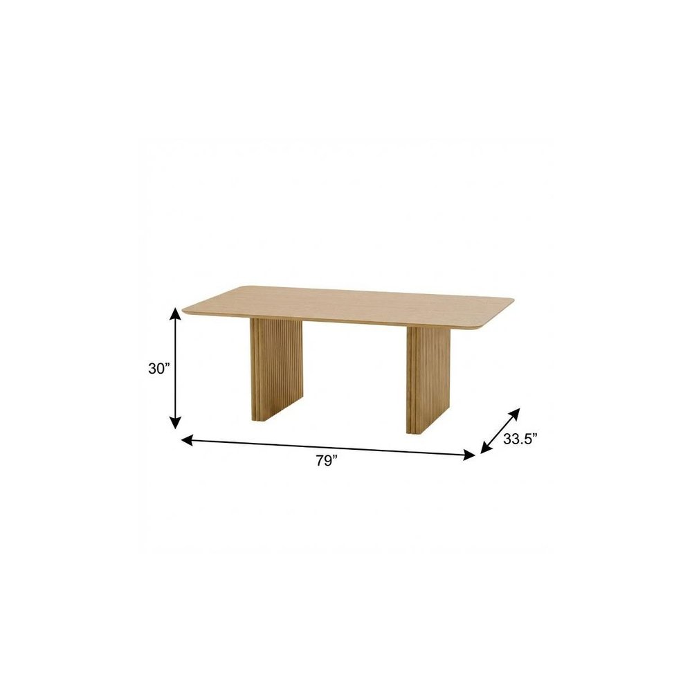 79" Natural Solid Wood Double Pedestal Base Dining Table
