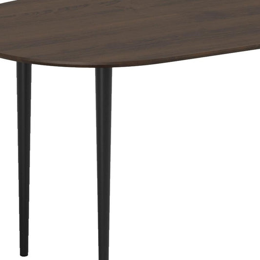 67" Walnut Solid Wood Mirrored Double Pedestal Base Oval Dining Table