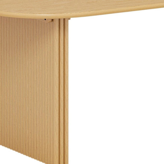 79" Natural Solid Wood Mirrored Double Pedestal Base Oval Dining Table