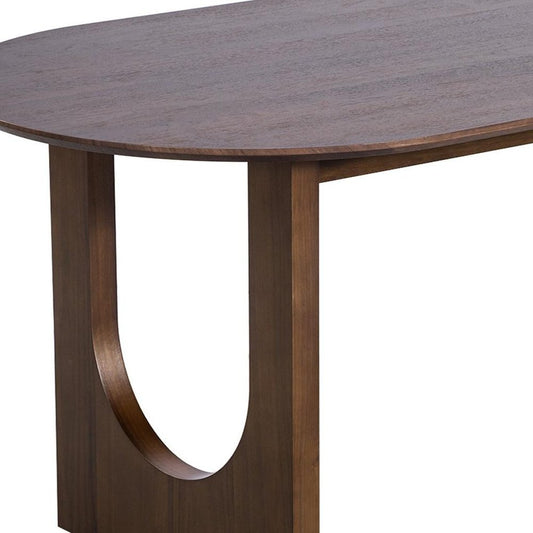 79" Walnut Solid Wood Geo Double Pedestal Base Oval Dining Table