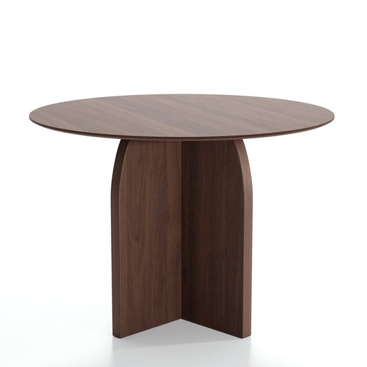 42" Brown Solid Wood Pedestal Base Round Top Dining Table
