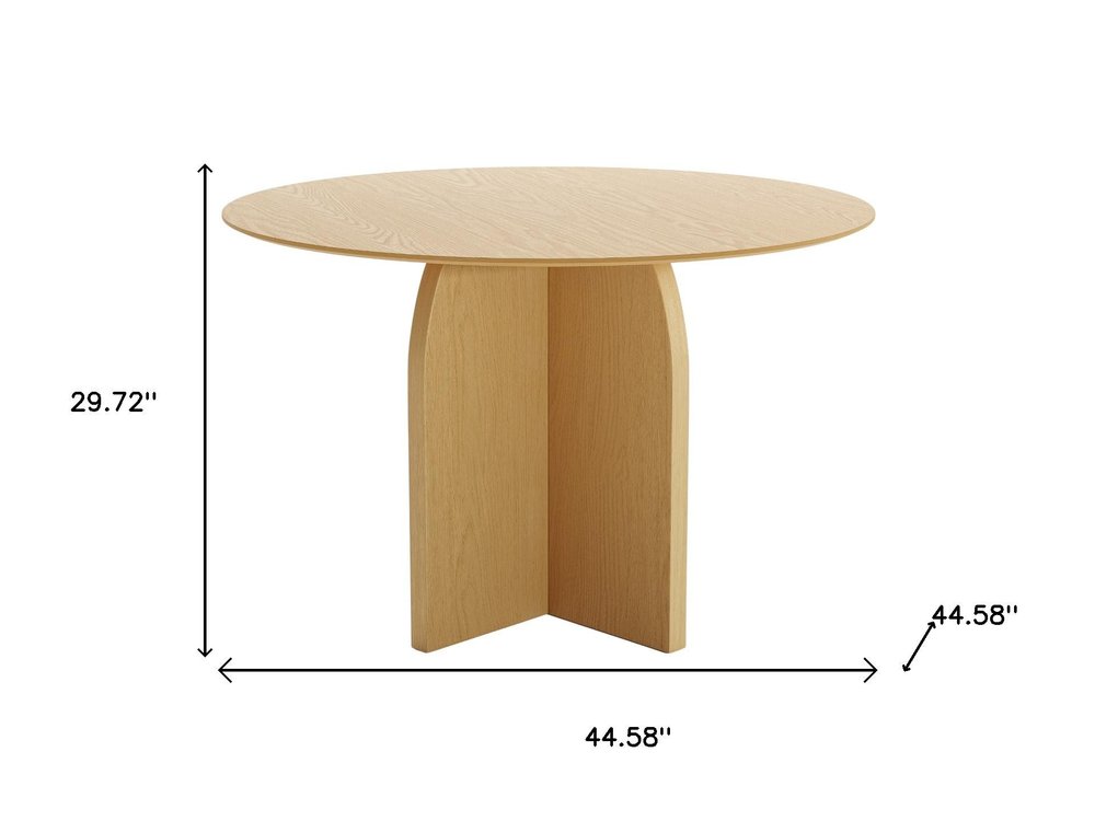 45" Beige Solid Wood Pedestal Base Round Top Dining Table