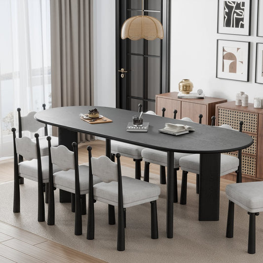 78" Black Solid Wood Oval Dining Table