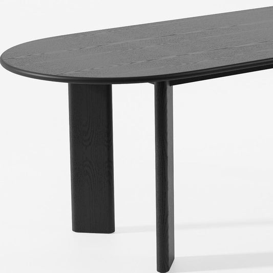 78" Black Solid Wood Oval Dining Table