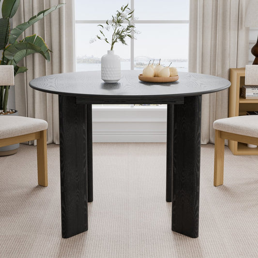 42" Black Solid Wood Round Top Dining Table