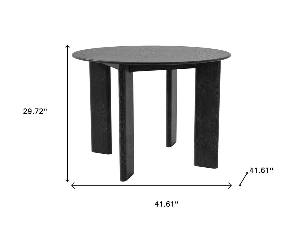 42" Black Solid Wood Round Top Dining Table