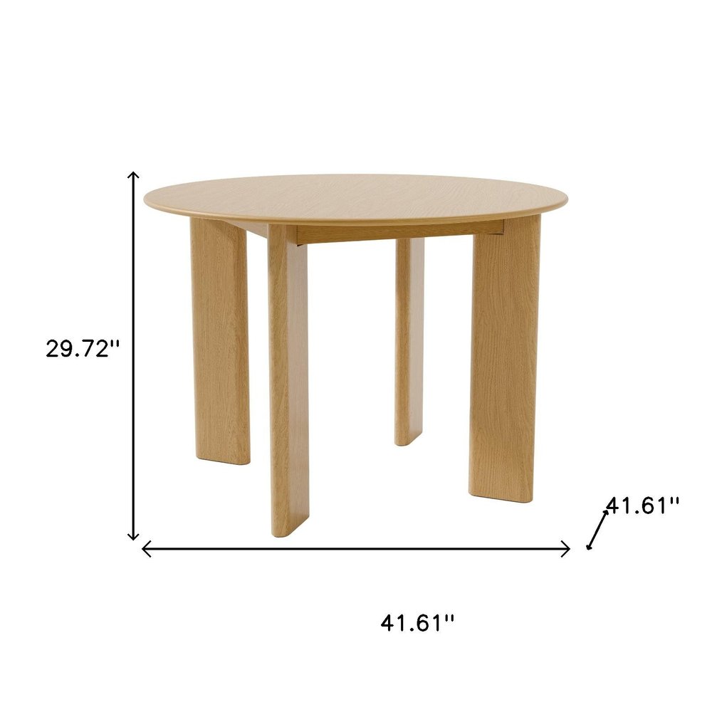 42" Beige Solid Wood Round Top Dining Table