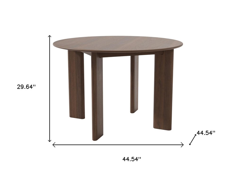 45" Brown Solid Wood Round Top Dining Table