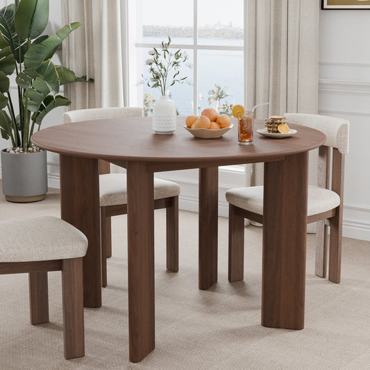 45" Brown Solid Wood Round Top Dining Table