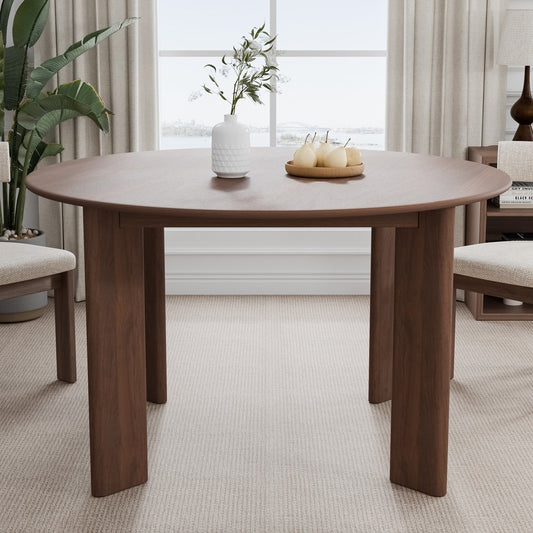 51" Brown Solid Wood Round Top Dining Table