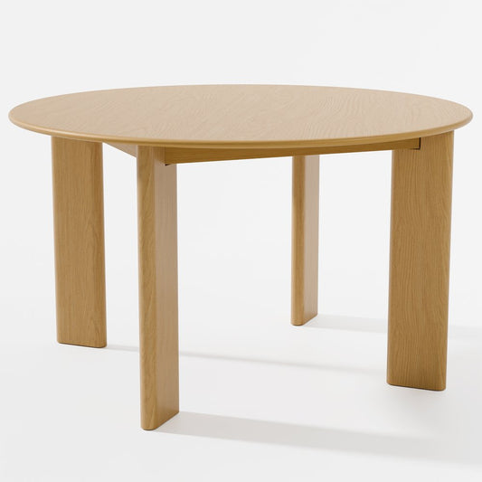 51" Beige Solid Wood Round Top Dining Table