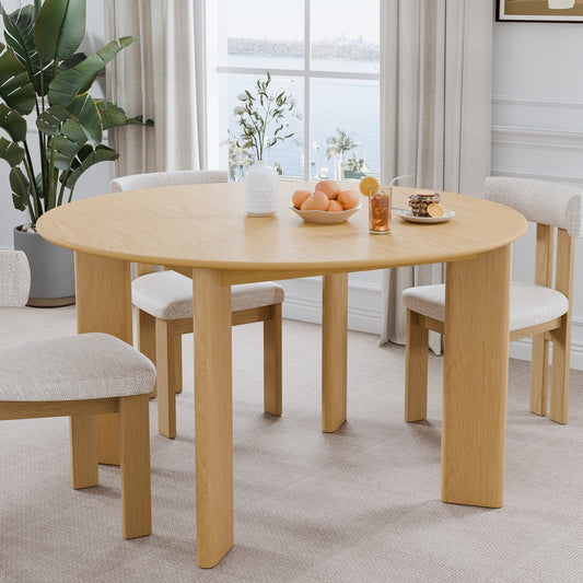 51" Beige Solid Wood Round Top Dining Table
