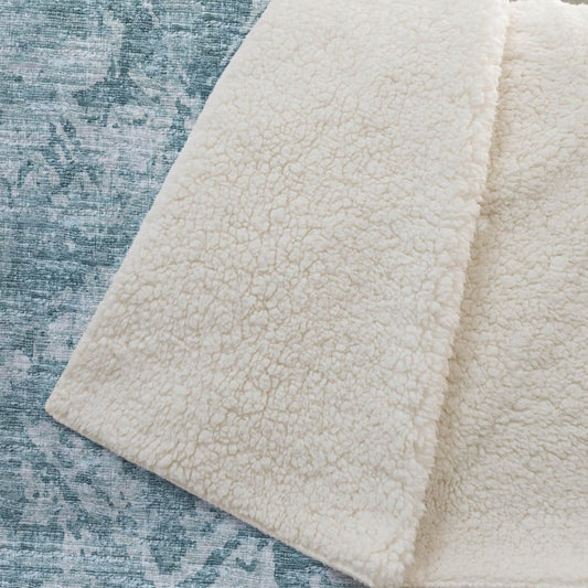 50" X 70" Blue And Ivory Damask Plush Throw Blanket