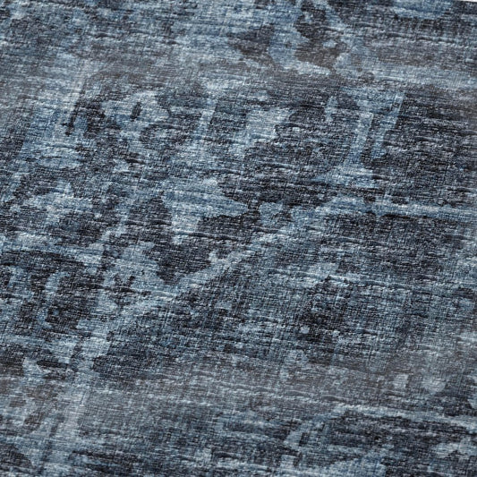 50" X 70" Navy Blue And Gray Damask Polyester Woven Plush Throw Blanket