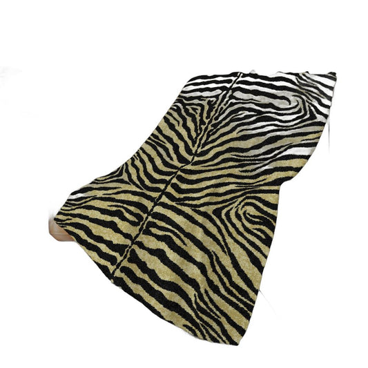 50" X 70" Black And Beige Animal Print Polyester Woven Plush Throw Blanket