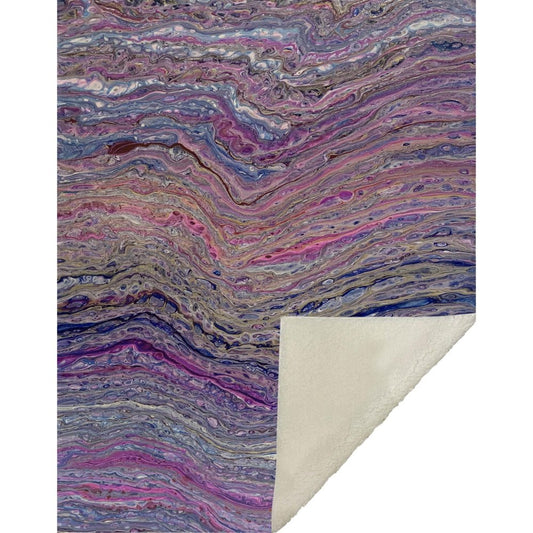 50" X 70" Lavender Blue And Ivory Abstract Microfiber Plush Throw Blanket