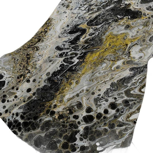 50" X 70" Ivory Black And Gold Abstract Plush Throw Blanket