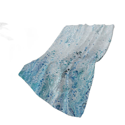 50" X 70" Teal And Ivory Abstract Polyester Woven Plush Throw Blanket