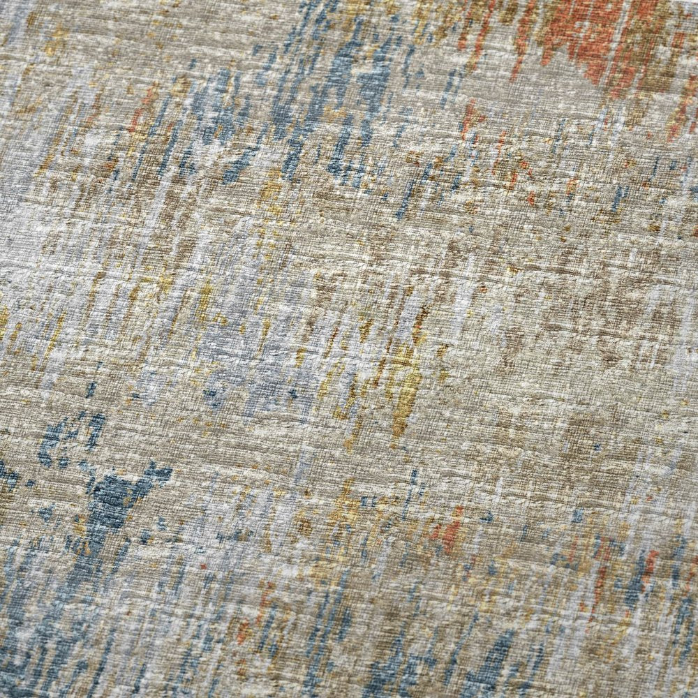 50" X 70" Beige Blue And Gold Abstract Polyester Woven Plush Throw Blanket