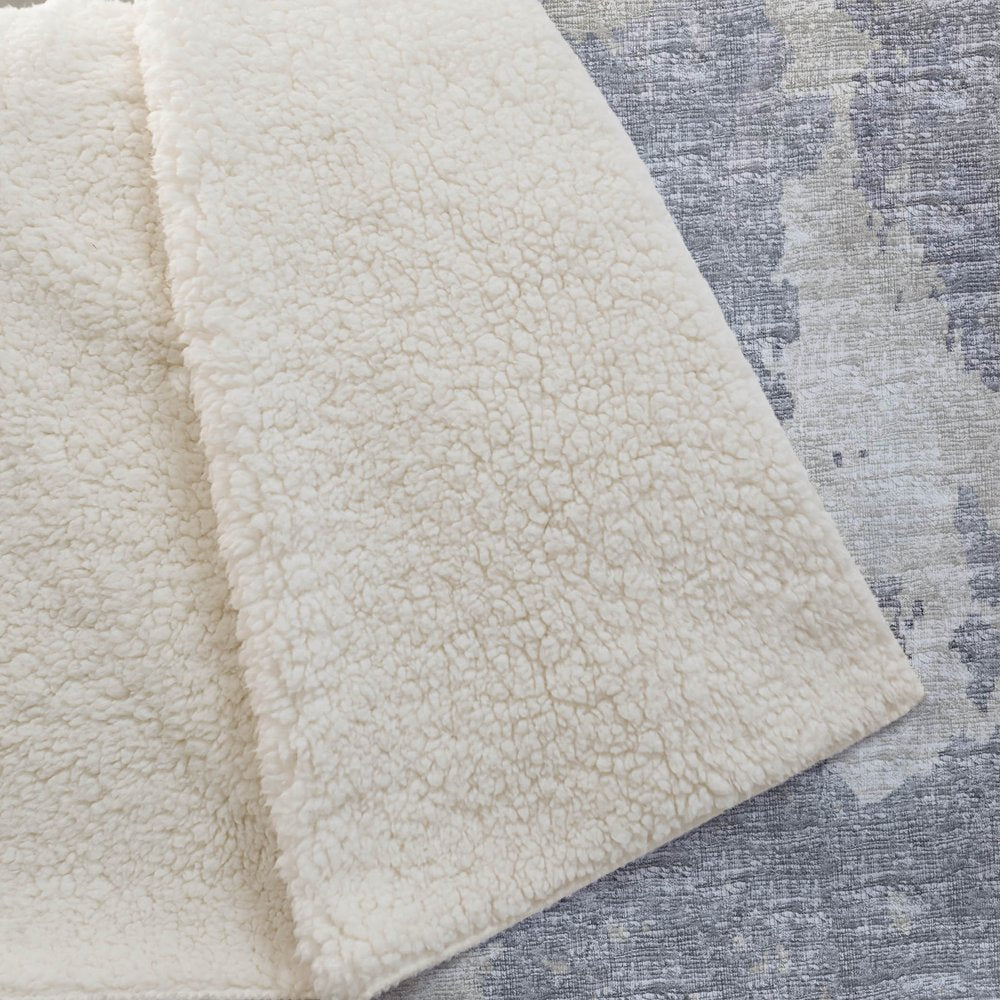 50" X 70" Gray And Silver Abstract Polyester Woven Plush Throw Blanket