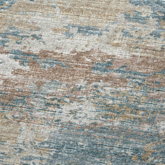 50" X 70" Teal Beige And Ivory Abstract Polyester Woven Plush Throw Blanket