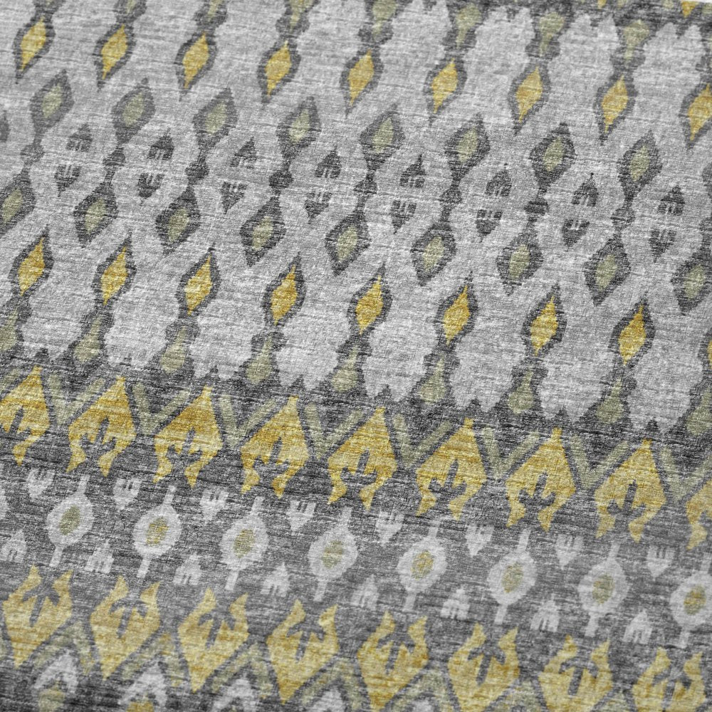 50" X 70" Gray And Gold Geometric Polyester Woven Plush Throw Blanket