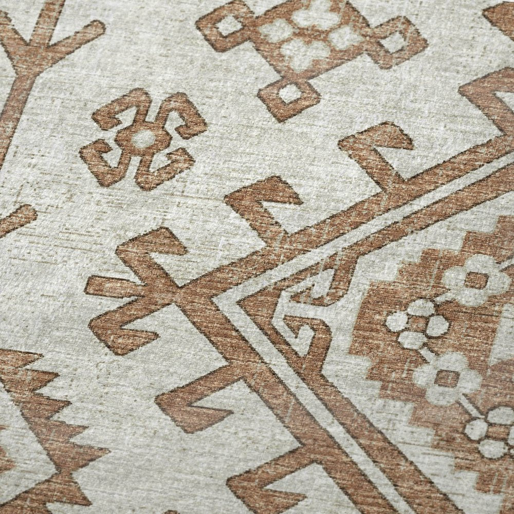 50" X 70" Beige And Chocolate Southwestern Polyester Woven Plush Throw Blanket