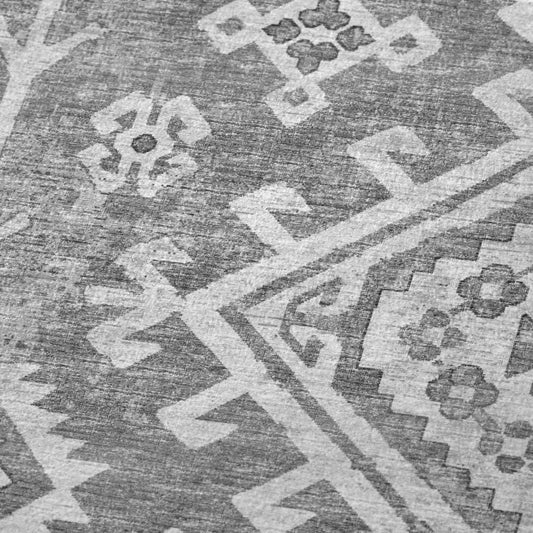 50" X 70" Pewter And Beige Southwestern Microfiber Plush Throw Blanket