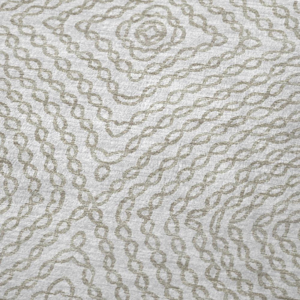 50" X 70" Linen And Ivory Abstract Polyester Woven Plush Throw Blanket