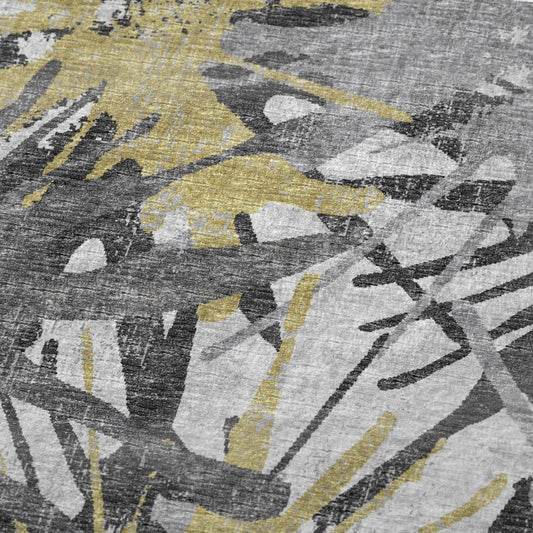 50" X 70" Gold And Gray Abstract Polyester Woven Plush Throw Blanket