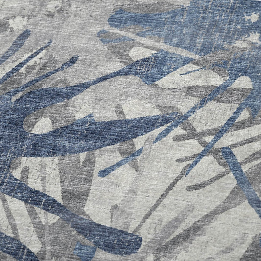 50" X 70" Blue And Gray Abstract Polyester Woven Plush Throw Blanket