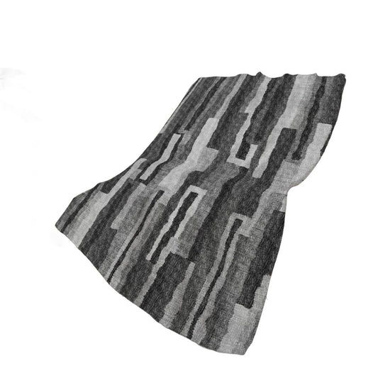 50" X 70" Charcoal And Gray Abstract Polyester Woven Plush Throw Blanket