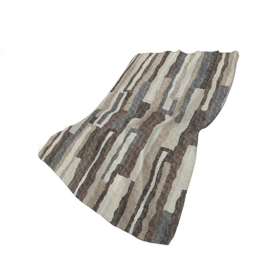 50" X 70" Chocolate And Gray Abstract Polyester Woven Plush Throw Blanket