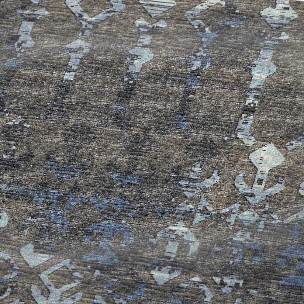 50" X 70" Chocolate And Blue Geometric Polyester Woven Plush Throw Blanket