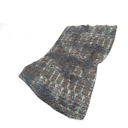 50" X 70" Chocolate And Blue Geometric Polyester Woven Plush Throw Blanket