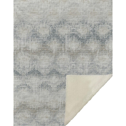 50" X 70" Linen And Gray Geometric Microfiber Plush Throw Blanket